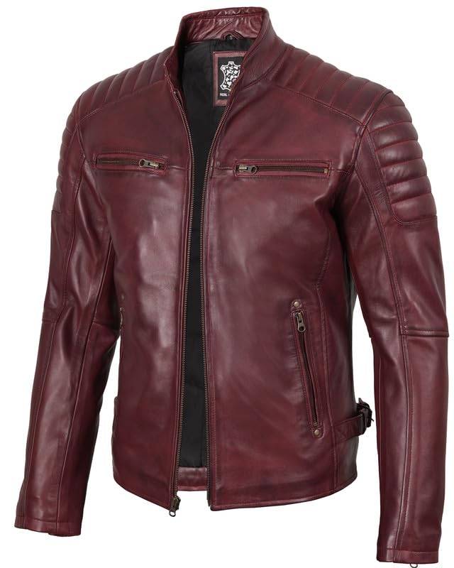 Image of Blingsoul Real Lambskin Leather Jacket Men - Cafe Racer Style Premium Men's Leather Jacket