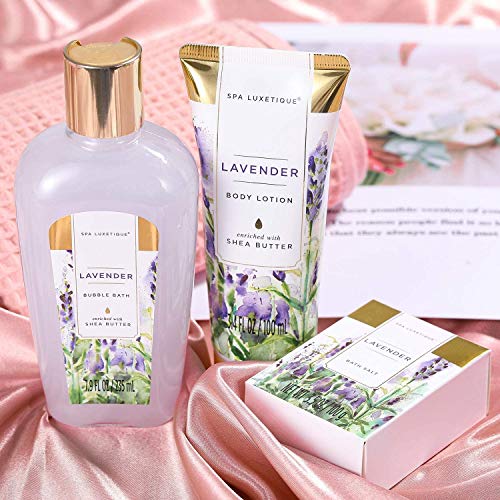 Bath Baskets For Women Gift, Home Spa Gift Basket For Women, Spa Luxetique Lavender Spa Set With Body Lotion, Bath Salt, Bath Bombs, Relaxation Bath Gifts For Women Mothers Day Gifts #TOP2