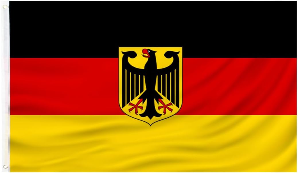 German Ensign Flag 3x5 FT Germany Eagle FLAG Polyester Deutschland Flagge outdoor indoor Canvas Header and Double Stitched with two Brass Grommets…