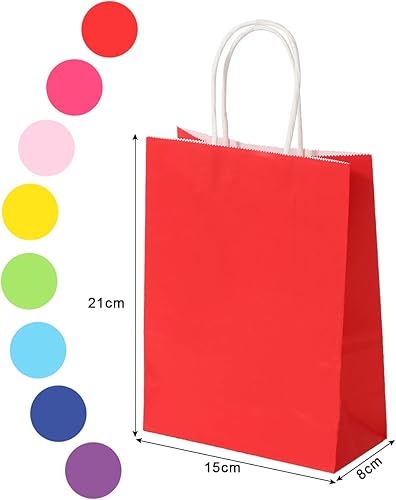 Miniatura 2 de Waarms 32 bolsas de regalo con 32 pañuelos, 8 colores bolsas de recuerdo de fiesta con asas, bolsas de regalo de arcoíris de papel kraft a granel
