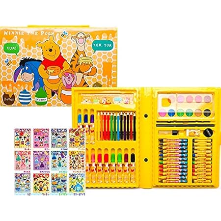 Amazon Co Jp Disney ディズニー プーさん バッグ型 文房具セット お絵かきセット ６８種類 持ち手付き Art Set ステーショナリー ディズニーシール１枚つき お絵描きセット 文具セット 女の子 男の子 子供 子ども こども お絵描きセット プーさん 文房具