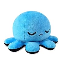 Tee Turtle Reversible Sleepy and Fiery Octopus Plushie, Black/Blue, 1
