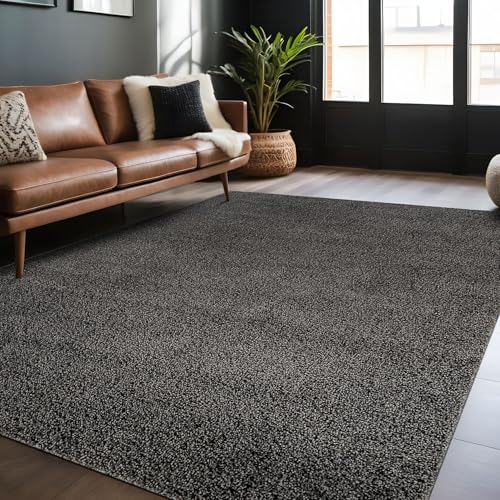 Luul Home Non Slip Solid Area Rug Dark Gray 4x6 Rubber Back Soft Rugs for Living Room Kitchen Bedroom and Hallway Stain Resistant Washable Easy Cleaning Non Shedding Carpet Dark Gray 4 x 6