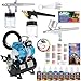 Master Pro Airbrush Multi-Purpose Airbrushing System with 3 Airbrushes, 6 U.S. Art Supply Primary Colors Acrylic Paint Set - Cool Running Air Compressor - Color Mixing Wheel, Usage Guide, Brushes