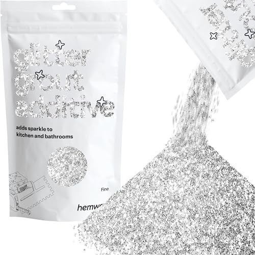 Hemway (Silver) Glitter Grout Tile Additive 100g for Tiles Bathroom Wet Room Kitchen | Easy to use - Add/Mix with Epoxy Resin or Cement Based Grout | Temperature Resistant
