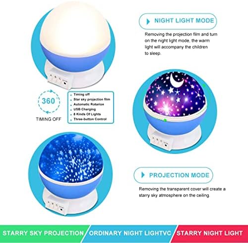 MOKOQI Star Projector Night Lights for Kids, Fun Gifts for 1-4-6-14 Year Old Girl and Boy, Projection Lamp for Kids Bedroom, Glow in The Dark Stars and Moon for Child Asleep Peacefully (Blue) 7
