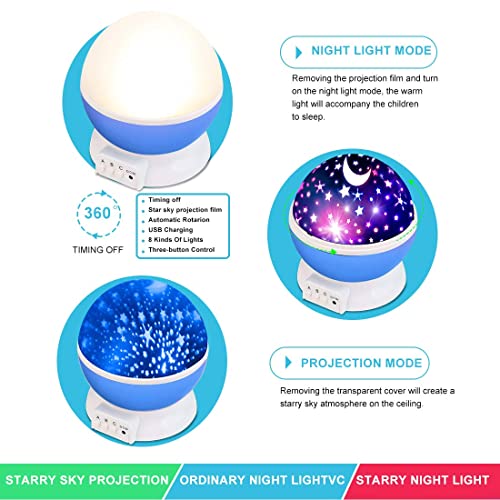 Star Projector, MOKOQI Night Light Lamp Fun Birthday Gifts for 1-4-6-14 Year Old Girls and Boys Kids Bedroom Decor -Blue - Thumbnail 7