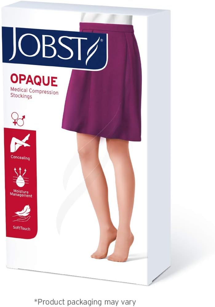JOBST 115611 BSN Medical Opaque Compression Sock, Knee High, 20-30mmHg, Closed Toe, Petite, X-Large, Classic Black