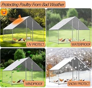 Chicken Coop Cover Waterproof and UV, 11.3 * 6.3 FT Chicken Run Cover for Winter with Ball Bungees Cords, Shade Cloth for Large Chicken Coop, Walk-in Chicken Run Pen, Chicken Coop Tarp (2 Pack)