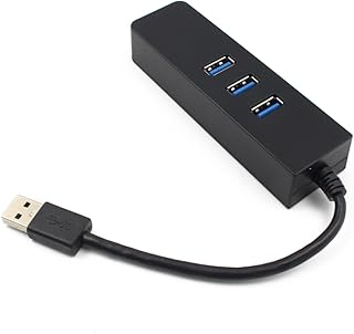 UKCOCO 3 USB Hub Black 3 Port Hub with Ethernet USB 3.0 Hub USB Hub 3.0 USB Network Card 3 Port Hub