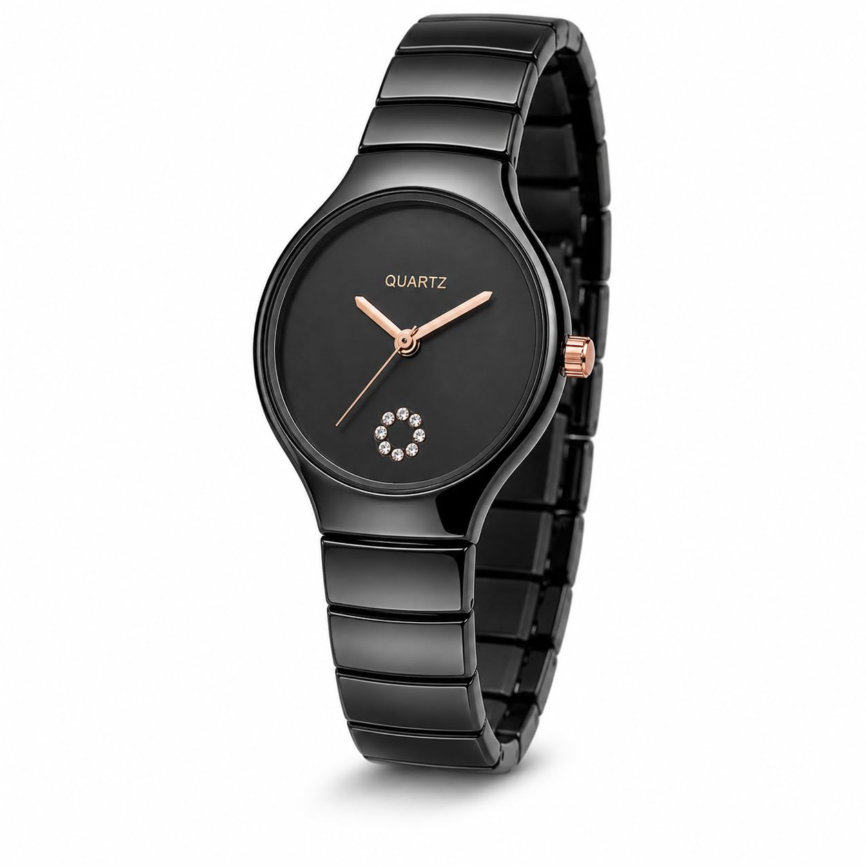 Black Ceramic Watch for Women Analog Quartz Wrist Watch with Crystal Accent Dial, Ultra Slim Bracelet Design, 3 ATM Water Resistant, Luxury Watches for Women, Ladies Watches, Bracelet Watch for Women-image-29