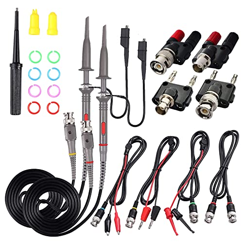 Thsinde - Universal Oscilloscope Probe with Accessories Kit 100MHz Oscilloscope Clip Probes with 4 Type BNC Kits