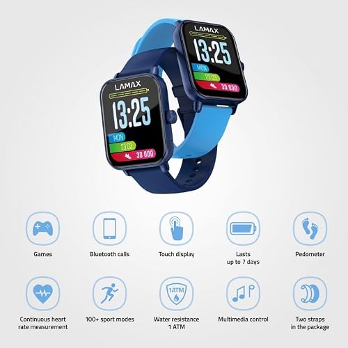 Smartwatch bis 100 Euro Lamax BCool2 Play Blue mit Fitnessfunktionen