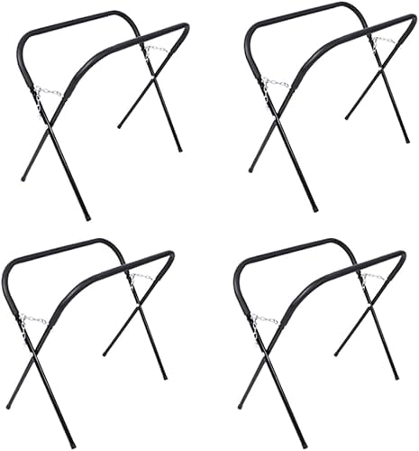 Portable Work Stand,Heavy Duty Workbench,750 Pound Capacity,Adjustable, Padded,Powder-Coated Tubular Steel, Rubber Feet, Automotive Fender Stand for Garages, Repair Shops (Black, 4 Pack)