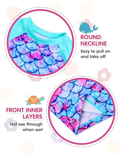 Girls Rash Guard Swimsuit Long Sleeve Bathing Suits Two Piece Summer Beach Swimwear3