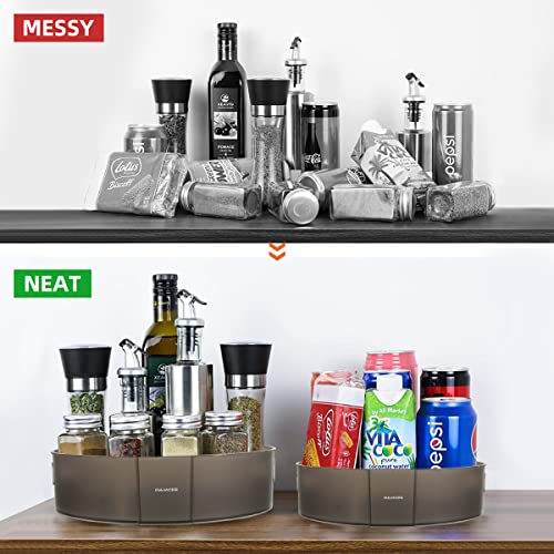 2 Pack Lazy Susan Organizers - Oamceg 360 Rotating Lazy Susan Spice Rack Turntable, Large Plastic Organizer And Storage For Cabinet, Fridge, Pantry, Bathroom, Countertop (10In & 12In, Round, Grey) #TOP6