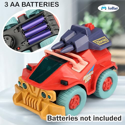 Image of FunBlast Military Armoured Vehicle Toys, Electric Missile Launcher Tank Toy with 360 Degree Rotating Universal Wheel, Flashing Lights & Sound Toys Vehicles for 3+ Year Old Kids, Boys (Random Color)