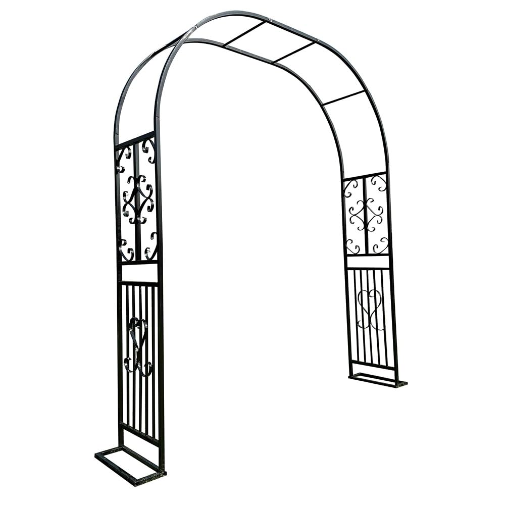 Garden Arbor Garden Arch for Climbing Vines,Event Decoration,Outdoor Wedding Rose Trellis with Base Large Stability Heavy Duty-Brown,Green(Black,180x230cm)