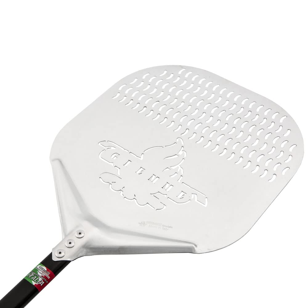 Set Di 5 Pale Per Pizza Con Pala Rettangolare Forata - Per Forni Profondi circa 130 cm - Alluminio e Acciaio