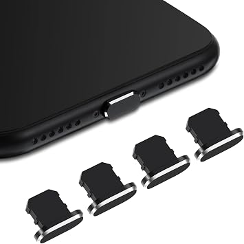 4 Pieces Anti Dust Plugs,iPhone Plug Cover iPhone 7 Plus Charger Plug Protector iPhone Dust Plug Charger Protector Charging Dust Cover Compatible iPhone 7, 8 ,11, 12,13,14, Max/X/XS/XR, PlusBlack