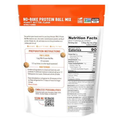 Image of PBfit No Bake Peanut Butter Protein Ball Mix, 8g Protein, Made with Chia Seeds & Whole Grain Oats, Gluten Free, Vegan Snacks, 10.58 Oz Bag