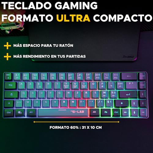The G-Lab - Combo Hydrogen - Teclado y Raton Gaming, Teclado Gaming 65% con Cable, QWERTY, Formato Compacto + Ratón RGB, 6 Botones, 7200 dpi - Compatible con PC/PS4/PS5/XBOX - imagen 2