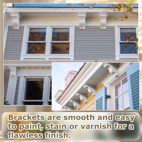 Image of Briwooody 2 Pcs Unfinished Paintable Corbels Bracket for Doorway Countertop Home Cabinet Bookshelves Furniture Support PU (3 1 /2 W X 5 D X 7 Inch H,Classical Style)
