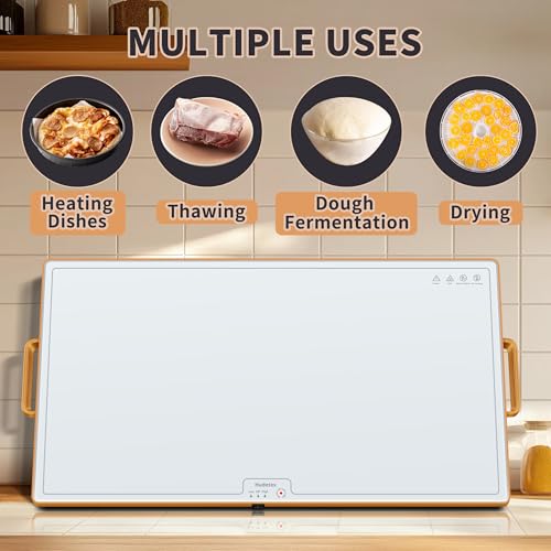 Image of Warming Mat for Food (XXL 32 inchx18 inch), Warming Trays for Buffets Party and Daily Use,Temperature Control Food Warmer, Full Surface Tempered Glass Top Heating Food Warming Mat, White Electric Warming Tray