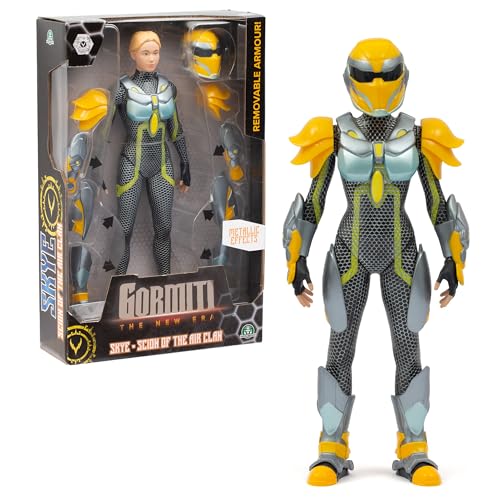 GORMITI THE NEW ERA, Scion of the Air Clan Skye, 27 cm Articulated Action Figure, Gormiti Character with Removable Armor and Helmet, Silver Effect Armor, for Children from 4 Years Old