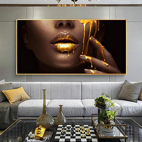 Visage de femmes africaines de grande taille avec des lèvres sexy peintures sur toile sur le mur Art photos affiches et impressions pour la décoration intérieure 80x160 cm sans cadre Cover
