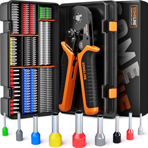 Someline - Pinza para crimpar, juego de virolas, 9 clases de virolas, pinza de crimpado, terminal eléctrico, 0,25 a 10 mm² de crimper, juego de pinza electricista, pinza crimper, terminal eléctrico
