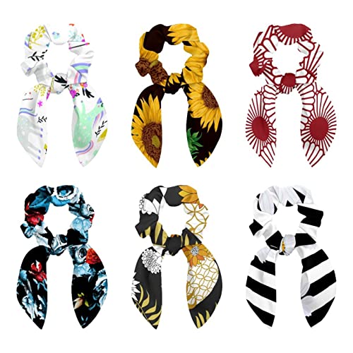 Chouchous pour cheveux lot de 6 coffret cadeau nœuds queue de cheval motifs fleurs filles