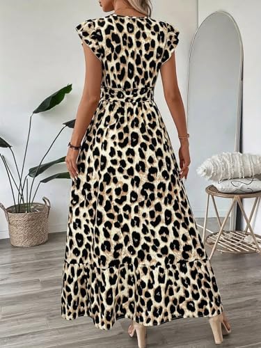 Image of PerZeal Women's 2026 Summer Short Sleeves Dresses Boho Floral Print Tiered Casual Flowy Long Maxi Dress