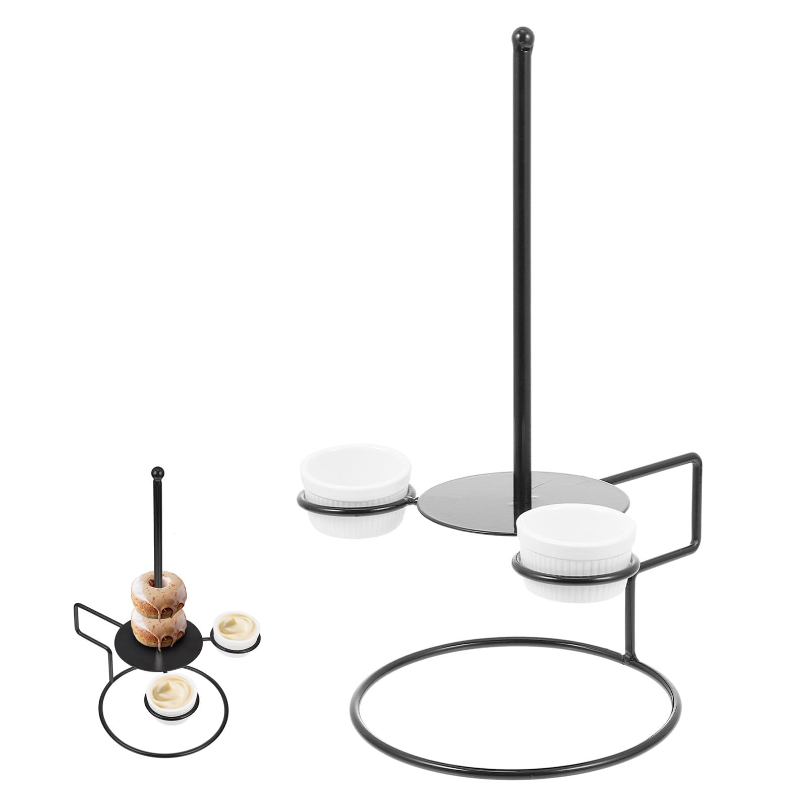 1juego Soporte Para Donuts y Aros De Cebolla Exhibidor De Postres Para Fiestas y Cumpleaños Para Bodas y Celebraciones Color Negro Reutilizable y Elegante