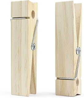 6 Inch Clothespins, Wood Clips for DIY Craft, Bathroom or Laundry Room Decoration, 2 pcs