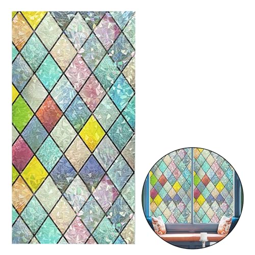Película de Ventana de Vidriera Películas de Privacidad para Ventana 200 x 30cm Tinte de Ventana Arcoíris Calcomanías Decorativas para Ventanas para Ventanas, Puertas, Baños y Cocinas