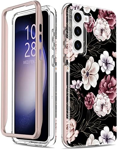CHIYURI for Samsung Galaxy S23 Case,Military Grade Durable Shockproof Cover with Fashion Designs for Women Girls,Slim Fit Protective Phone Case for Galaxy S23 6.1" Beautiful Pink White Flower