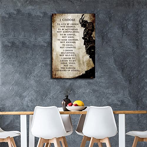 Japanese Samurai Poster I Choose To Live By Choice Motivational Wall Art Decorative Painting Canvas Prints (Unframe, 16X24 Inch) #TOP5