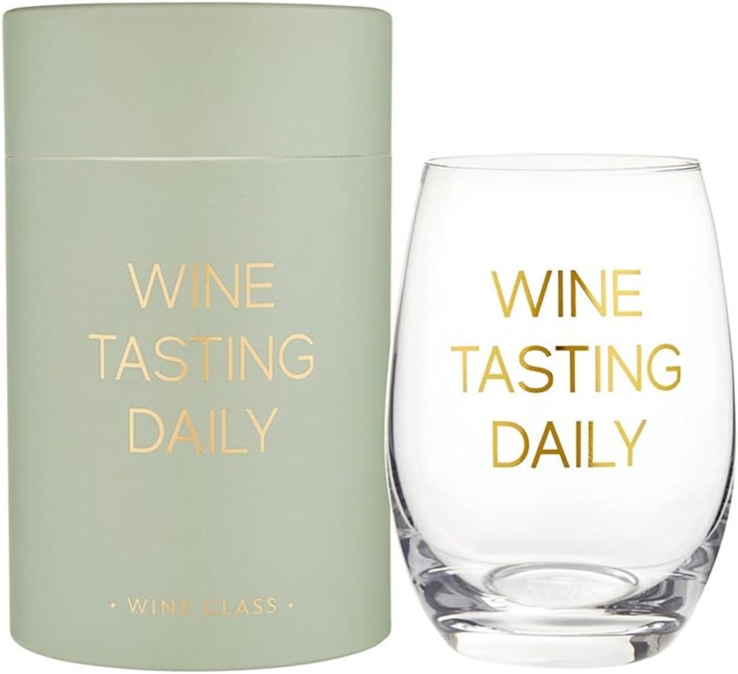 Santa Barbara Design Studio Wine Glass Gifts Stemless Wine Glass in Gift Box, 17-Ounce, World Peace