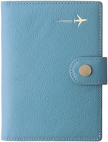 Genuine Leather Passport and Vaccine Card Holder, RFID Passport Cover Credit Card Case with CDC Vaccination Card Slot for Family Travel Id Documents Women and Men (Haze Blue)