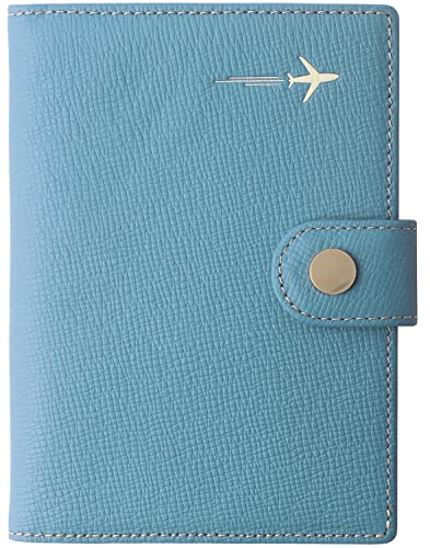 Genuine Leather Passport And Vaccine Card Holder, Rfid Passport Cover Credit Card Case With Cdc Vaccination Card Slot For Family Travel Id Documents Women And Men (Haze Blue) #TOP2
