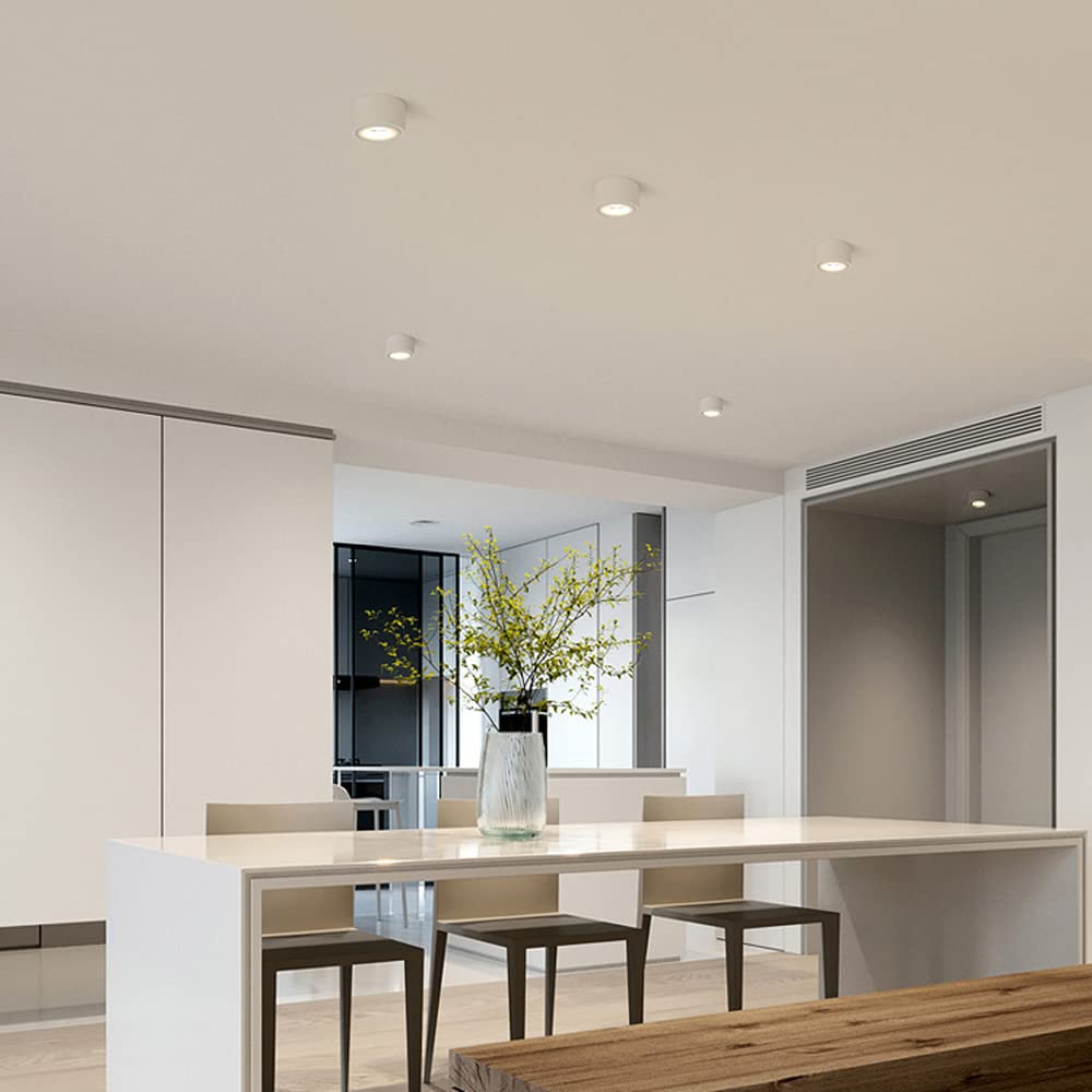 Zestaw Reflektorów Cob Montowanych Na Powierzchni Z 9 Listwami Baffle - 3-Calowy Cylinder Downlight - 5 W/7 W/12 W Okrągły Aluminiowy Sufitowy Downlight - Led Wewnętrzny Sufitowy RBlack-12w-6000K