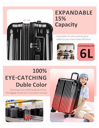 Image of Carry on Luggage - Airline Approved Suitcases with Spinner Wheels, Built-In TSA Lock，Hard Shell Expandable Suitcases
