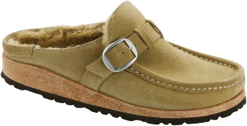 BirkenstockWomen's Buckley Shearling Suede Clog, Olive Tree, 36 N EU