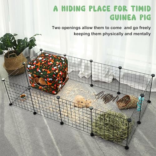 Large Guinea Pig Hideout Rabbit Bed Cubic Guinea Pig House Accessories Machine Washable Rabbit House Hideaway Hamster Bed for Small Pet Bunny Chinchilla Ferret (Colorful) - Image 5