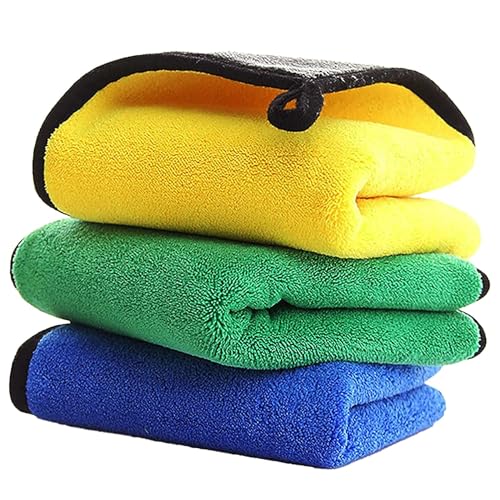 UCRAVO Microfiber Cloth 30x40 cm Thick Lint & Streak-Free Multipurpose Cloths Automotive Microfiber Towels for Car Bike Cleaning Washing, car Cleaning Accessories (Pack of 3)