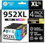 Smart Ink Compatible Ink Cartridge Replacement for HP 952 952XL (4 Combo Pack) Advanced Chip Technology to use with OfficeJet 8702 OfficeJet Pro 7720 7740 8210 8216 8710 8715 8720 8725 8728 8730 8745