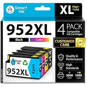 Smart Ink Cartuchos de tinta compatibles de repuesto para HP 952XL 952 XL Pack de 4 (negro, cian/magenta/amarillo) para usar con impresoras HP OfficeJet Pro 8710 7740 8720 8715 8210 8703 OfficeJet