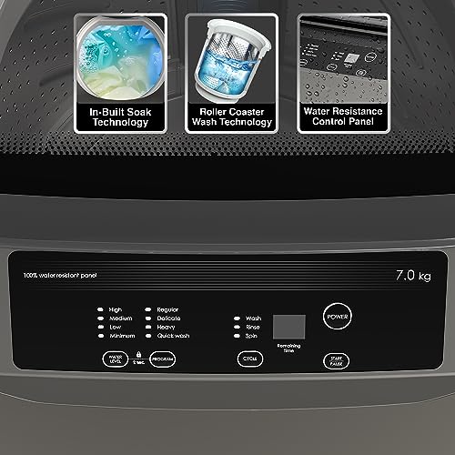 Image of Godrej 7 Kg 5 Star Fully-Automatic Top Load Washing Machine Appliance With Roller Coaster Wash (WTEON ALR C 70 5.0 ROGR, Royal Grey)