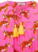 Zwillingsherz Damen Bluse Shirt Freizeit Tunika Modell Classic Tiger Patchwork Langarm, lässiger Schnitt, hochwertig verarbeitet, ideal für Freizeit & Büro Gr. XL – Ansicht 2